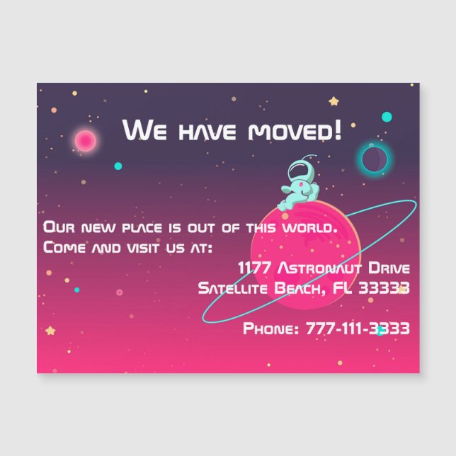 Carte Magnétique Nous Avons Déplacé De Mignons Astronautes Illustra (Devant)