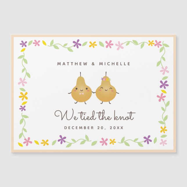 Carte Magnétique Nous Avons Mis Le Noeud Juste Marié Mariage Faire- (Devant)