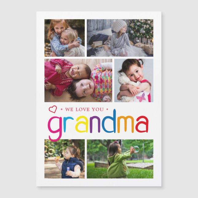 Carte Magnétique Nous t'aimons Collage photo de grand-mère (Devant)