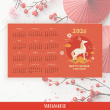 Nouvel An chinois 2026 Cheval de Feu Calendrier ma