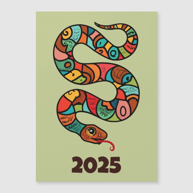 Carte Magnétique Nouvel An Chinois Du Serpent À Bois 2025 (Devant)
