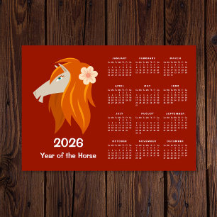 Carte Magnétique Nouvel An Lunaire Chinois Calendrier Zodiac Horse 