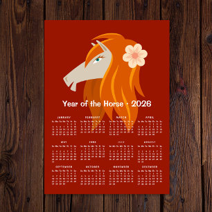 Carte Magnétique Nouvel An Lunaire Chinois Calendrier Zodiac Horse 