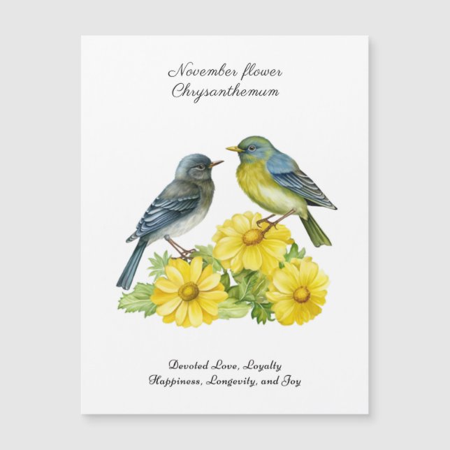 Carte Magnétique Novembre Mois de naissance Fleur Chrysanthème Oise (Devant)
