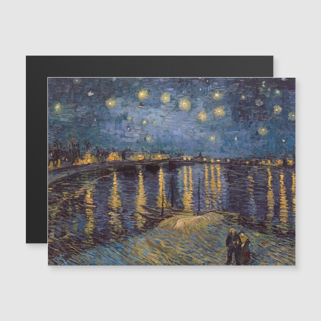 Carte Magnétique Nuit étoilée sur le Rhône par Vincent Van Gogh (Devant / Derrière)
