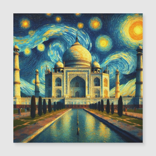 Carte Magnétique Nuit étoilée Taj Mahal India (Devant)