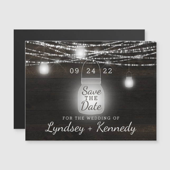 Carte Magnétique Oak Ridge Rustic Mason Jar Wedding Wedding Enregis (Devant / Derrière)