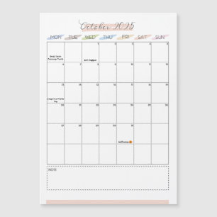 Carte Magnétique Octobre 2025 Calendrier magnétique