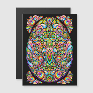 Carte Magnétique Œuf de Pâques Design Psychédélique