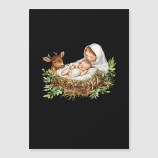 Carte Magnétique Oh cerf Marie Crèche Noël Jésus  