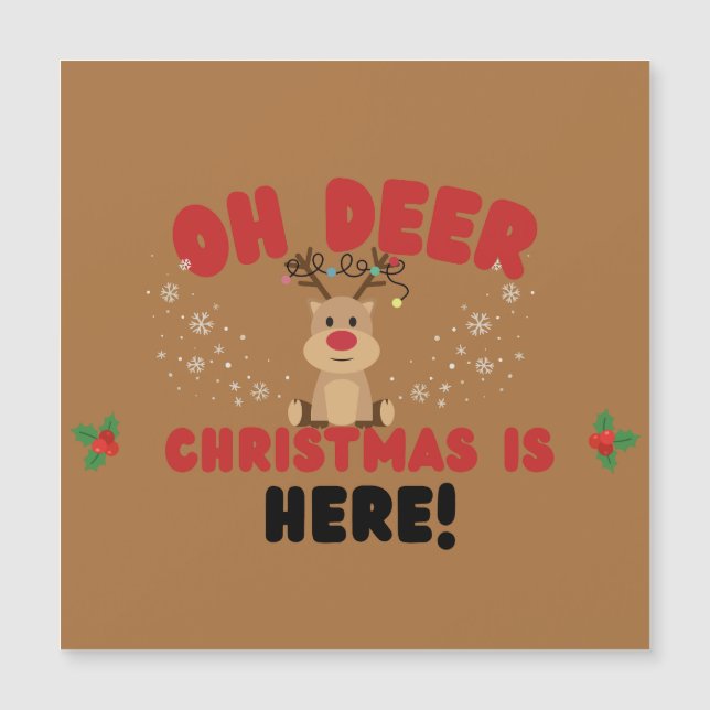 Carte Magnétique Oh Deer – Funny Reindeer Christmas Card  (Devant)
