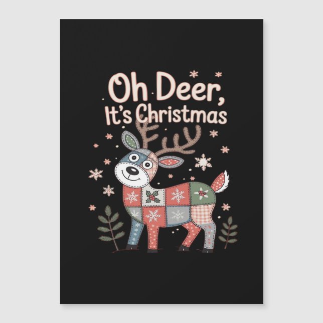 Carte Magnétique Oh Deer Its Christmas Miniature Patchwork Squares  (Devant)