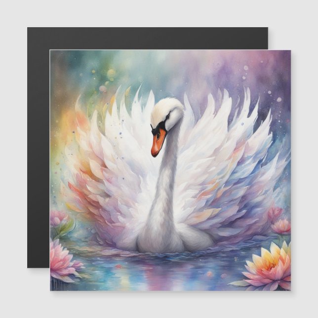Carte Magnétique Oiseaux arc-en-ciel Swan 1 (Devant / Derrière)