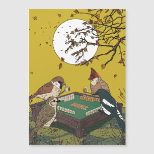 Carte Magnétique Oiseaux jouant au Mahjong 