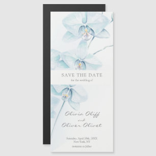Carte Magnétique Orchidée bleue douce Enregistrer la date Invitatio