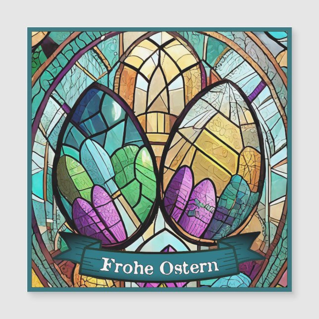 Carte Magnétique Ostermotiv farbiger Cartoon mit Ostéréier 56019 (Devant)