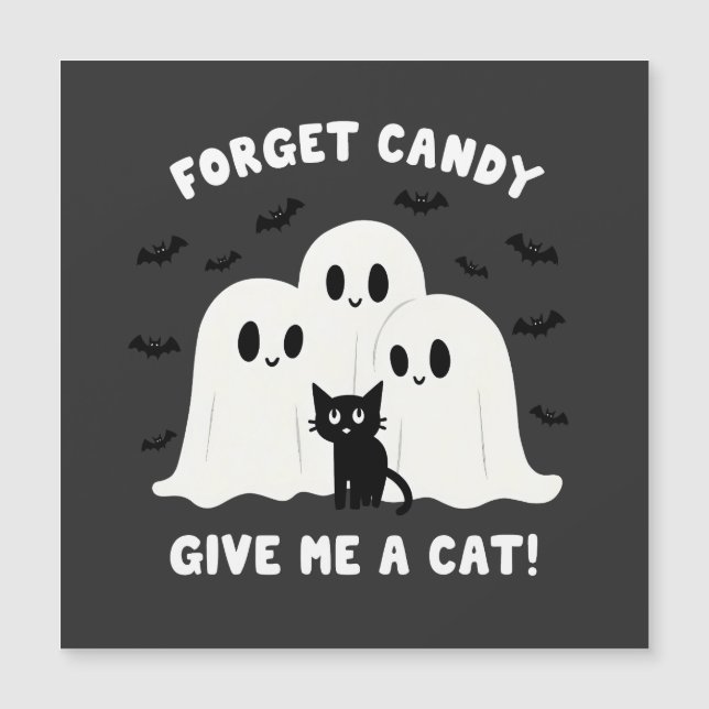Carte Magnétique Oublie les bonbons, donne-moi un chat Halloween ef (Devant)