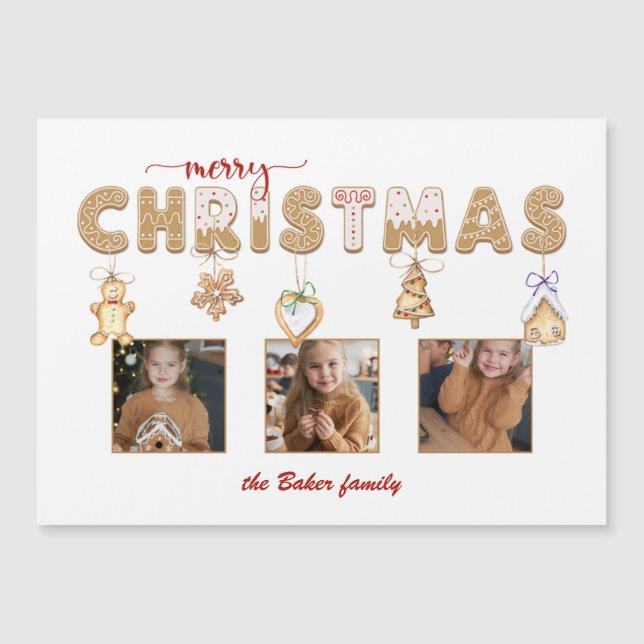 Carte Magnétique Pain d'épices mignon Joyeux Noël Multiphoto (Devant)