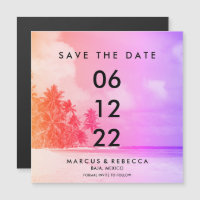 Palm Tree Sunset Pink Beach Mariage Enregistrer Da