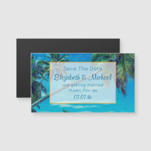 Carte Magnétique Palmiers Tropical Mariage Enregistrer La Date