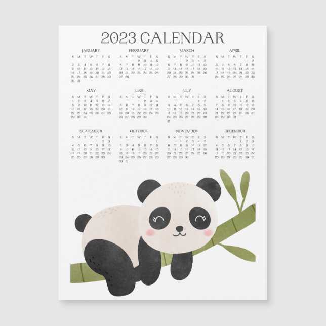 Carte Magnétique Panda, Calendars panda 2023 (Devant)