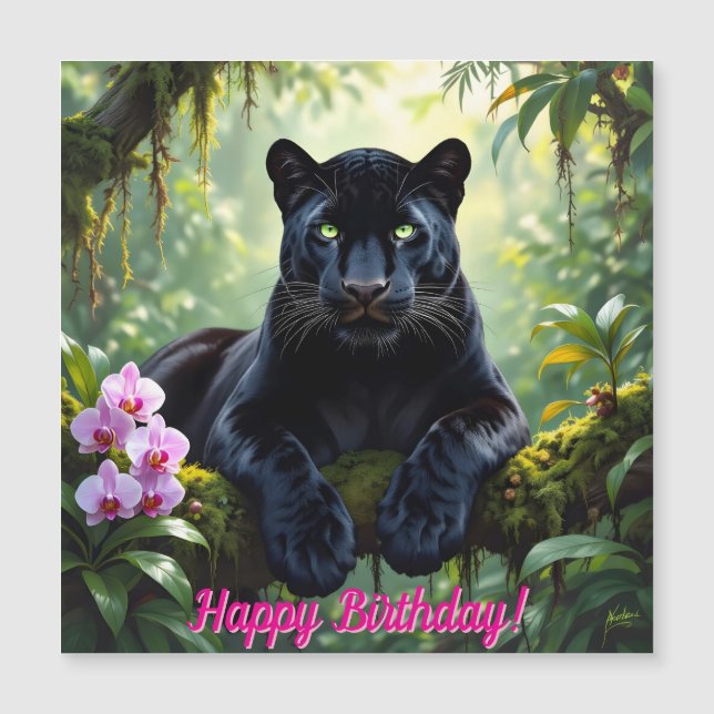 Carte Magnétique Panthère noire dans la jungle (Devant)