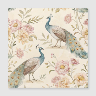 Carte Magnétique Paon Élégant Floral Vintage (10)