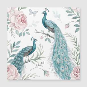 Carte Magnétique Paon Élégant Floral Vintage (8)