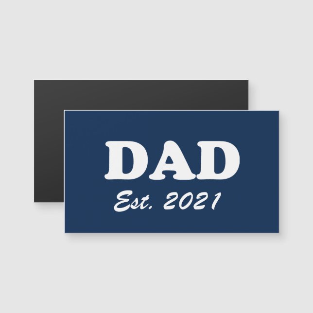 Carte Magnétique Papa personnalisé date de test marine bleu blanc a (Devant / Derrière)