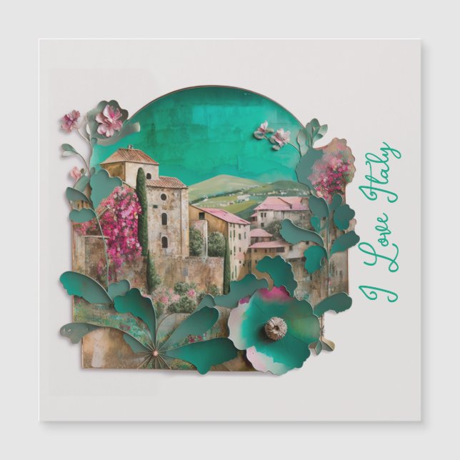 Carte Magnétique Papier italien floral Sculpture (Devant)