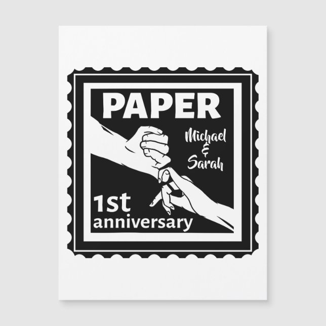 Carte Magnétique Papier traditionnel 1er anniversaire mariage (Devant)
