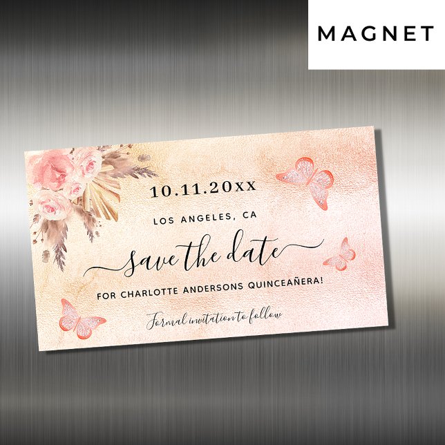 Carte Magnétique Papillon de la Pampa Quinceanera enregistrer l'aim (Créateur téléchargé)