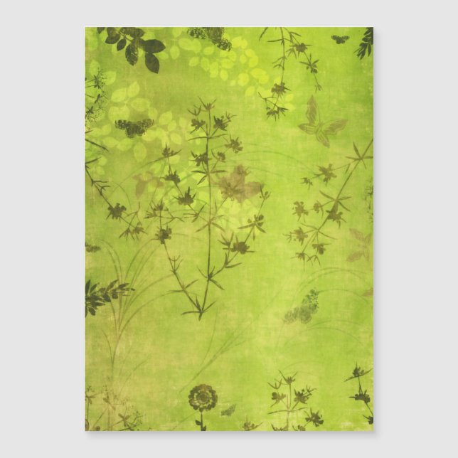 Carte Magnétique Papillon Fleur sauvage de la forêt verte (Devant)