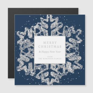 Carte Magnétique Parties scintillant de Noël en argent Snowflake En