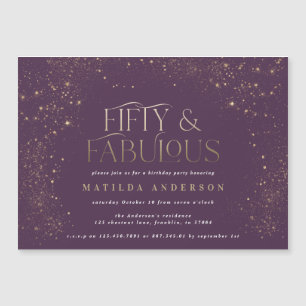 Carte Magnétique Parties scintillant dorée violet 50 et fabuleuse f