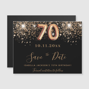 Carte Magnétique parties scintillant noire à 70e anniversaire enreg