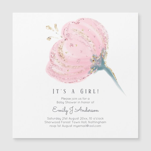 Carte Magnétique Parties scintillant Rose moderne C'Est Un Baby sho (Devant)
