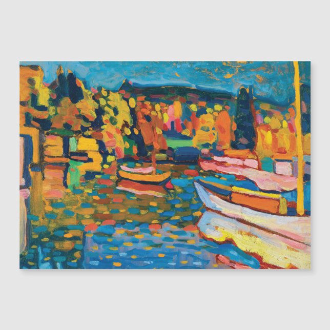 Carte Magnétique Paysage d'automne avec bateaux de Wassily Kandinsk (Devant)