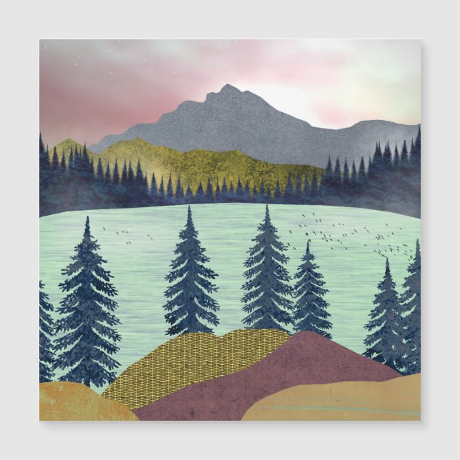 Carte Magnétique Paysage du lac Red Sky (Devant)