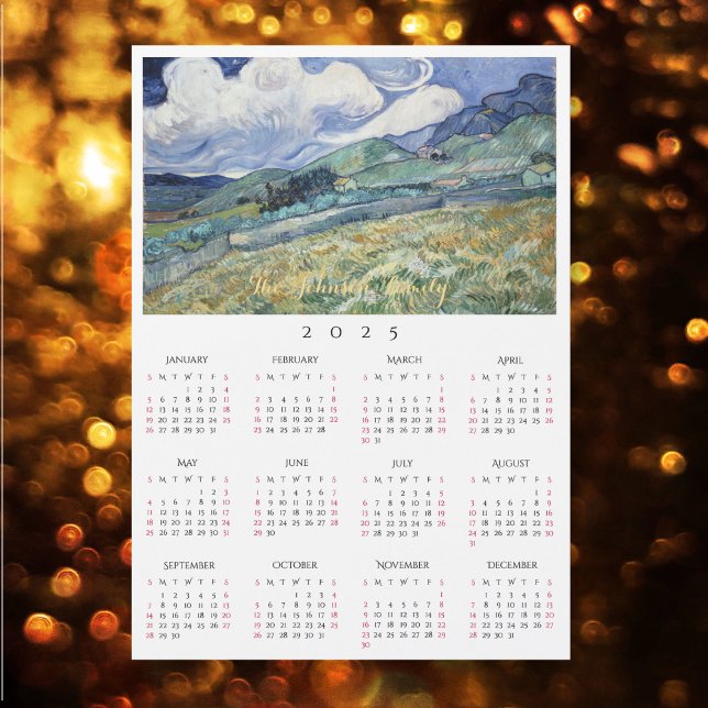 Carte Magnétique Paysage France Vincent Van Gogh Calendrier 2025 (Landscape France Vincent Van Gogh 2025 Calendar)