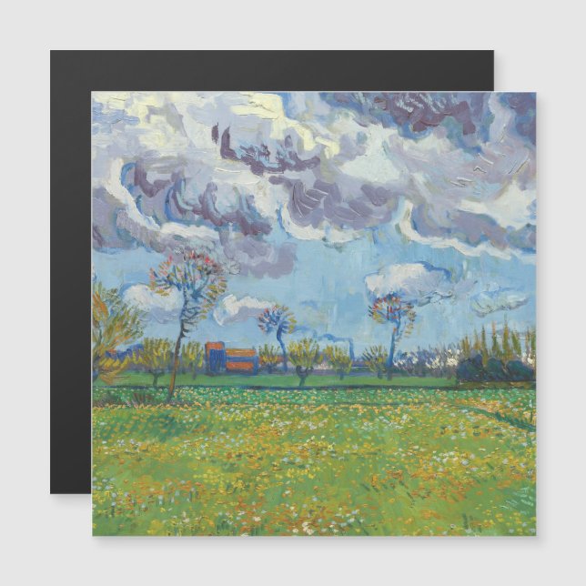 Carte Magnétique Paysage sous un ciel orageux Vincent Gogh (Devant / Derrière)