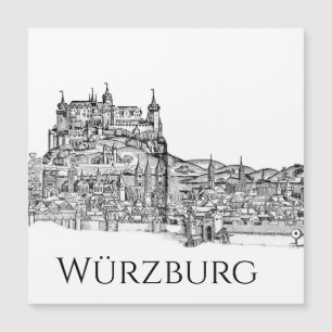 Carte Magnétique Paysage urbain minimaliste de Würzburg en Bavière
