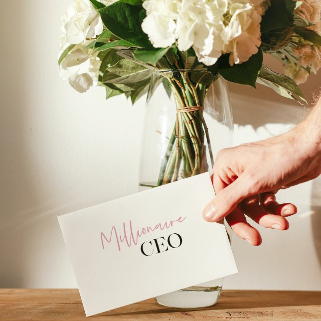 Carte Magnétique PDG de minima millionnaire moderne | Rose Et Noir (Créateur téléchargé)