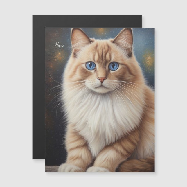 Carte Magnétique Peinture élégante de chats Ragdoll (Devant / Derrière)