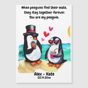 Carte Magnétique Penguin Valentines