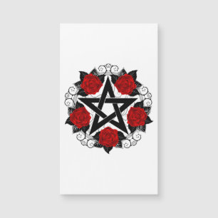 Carte Magnétique Pentagramme aux roses rouges