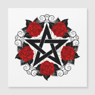 Carte Magnétique Pentagramme aux roses rouges
