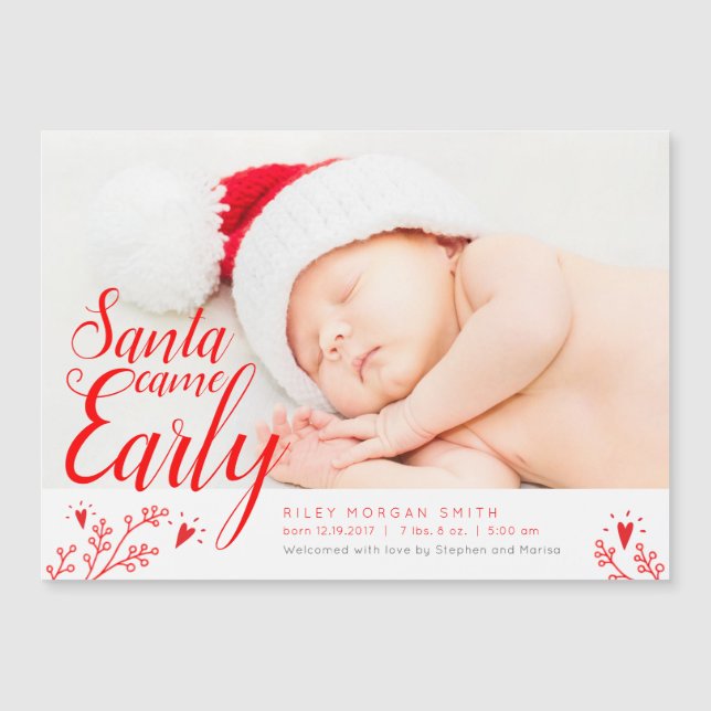 Carte magnétique Père Noël Came Early Baby Faire-p (Devant)