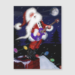Carte Magnétique Père Noël joue de la guitare