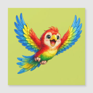 Carte Magnétique Perroquet mignon aux grands yeux Oiseau coloré heu